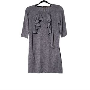 Sandro Gray Tencel Wool Blend Ruffle Detail Mini Dress Womens Size 1/ US S